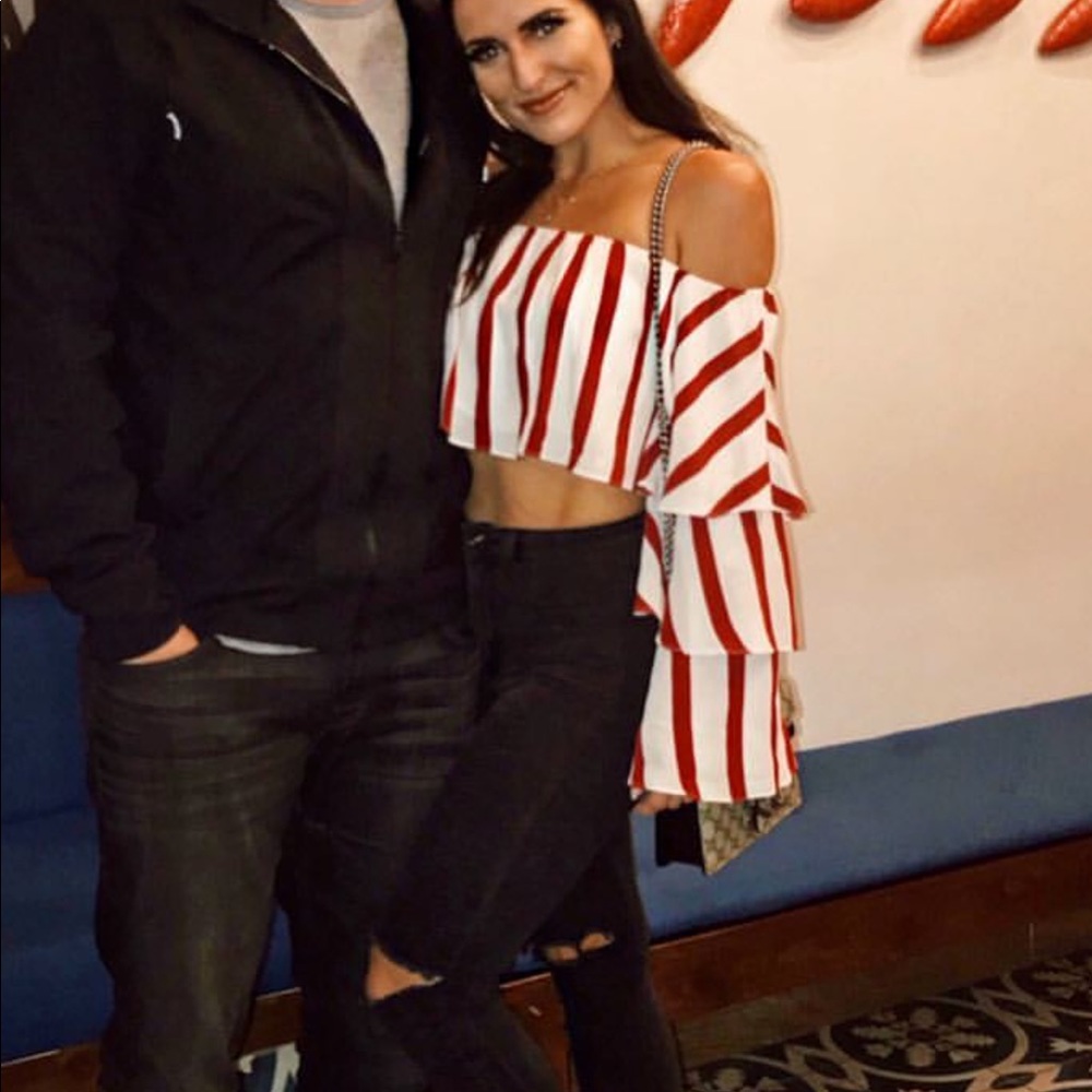 Striped off the shoulder top